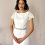 Star Night Bridal Couture 1243-3 Stretch Crepe (inkl. Strass-Gürtel & abknöpfbaren Ärmeln aus Spitze)